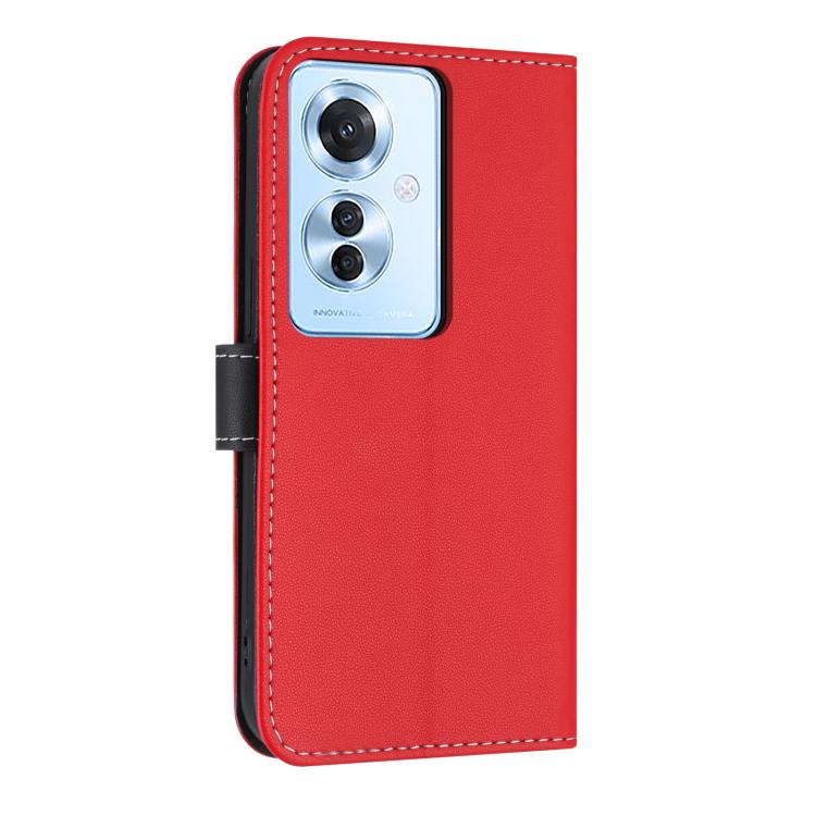 For OPPO Reno11 F / F21 Pro India Metal Bow Leather Phone Case with Hand Strap