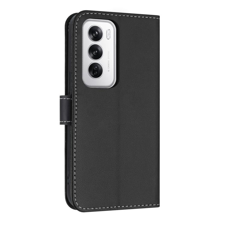 For OPPO Reno12 5G Global Metal Bow Leather Phone Case with Hand Strap