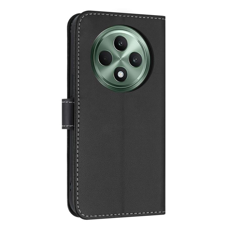 For OPPO Reno12 F Global Metal Bow Leather Phone Case with Hand Strap