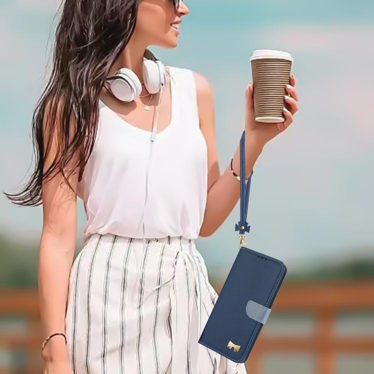 For OPPO Reno14 5G Metal Bow Leather Phone Case with Hand Strap