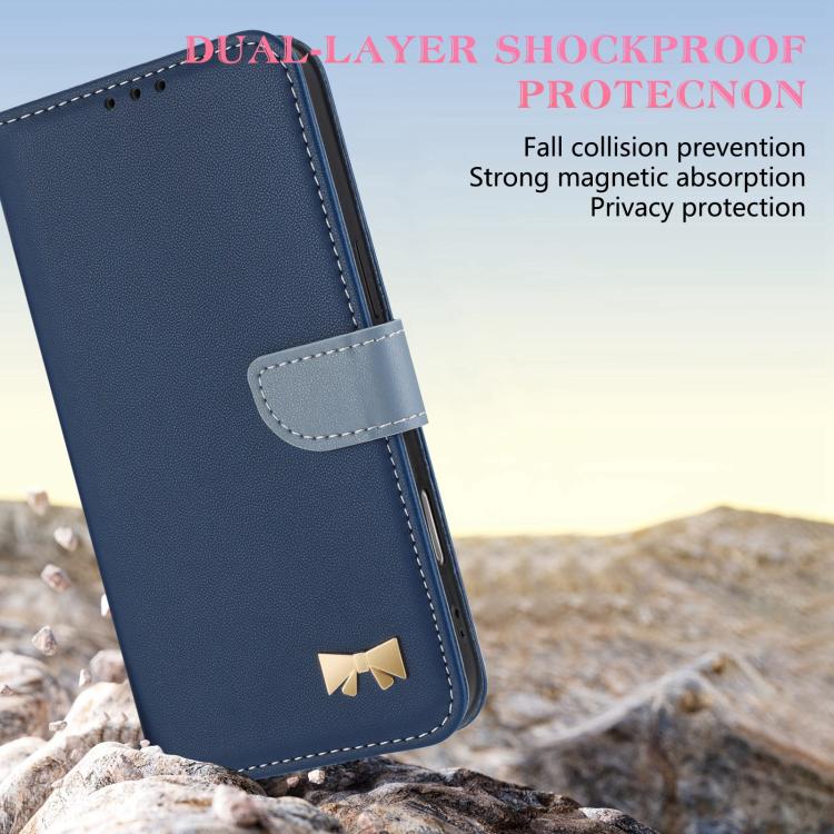 For OPPO A5 Pro 5G Global Metal Bow Leather Phone Case with Hand Strap