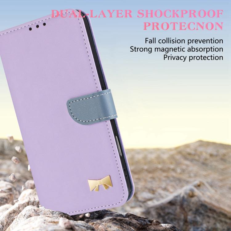 For OPPO A5 Pro 5G Global Metal Bow Leather Phone Case with Hand Strap