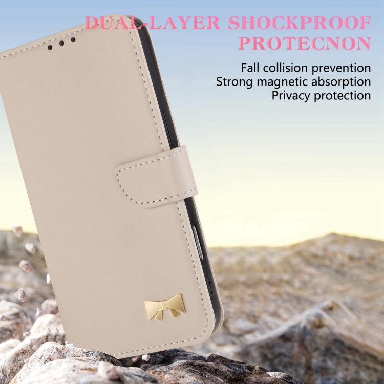 For OPPO A5 Pro 5G Global Metal Bow Leather Phone Case with Hand Strap