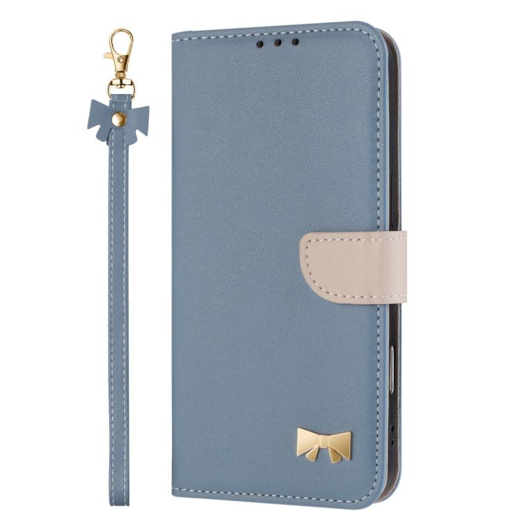 For OPPO A5 Pro 5G Global Metal Bow Leather Phone Case with Hand Strap