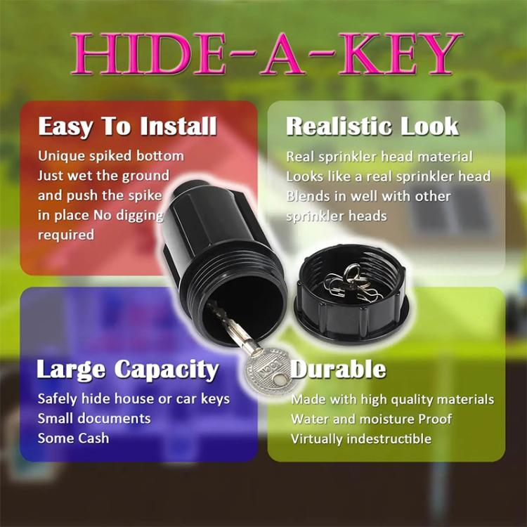 Garden Water Nozzle Key Storage Box Sprinkler Key Hider - Black