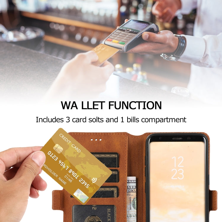For Samsung Galaxy S8 Retro Magnetic Closing Clasp Horizontal Flip Leather Case with Holder & Card Slots & Photo Frame & Wallet