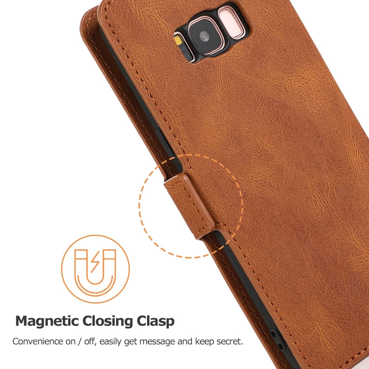 For Samsung Galaxy S8 Retro Magnetic Closing Clasp Horizontal Flip Leather Case with Holder & Card Slots & Photo Frame & Wallet