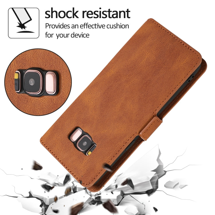 For Samsung Galaxy S8 Retro Magnetic Closing Clasp Horizontal Flip Leather Case with Holder & Card Slots & Photo Frame & Wallet