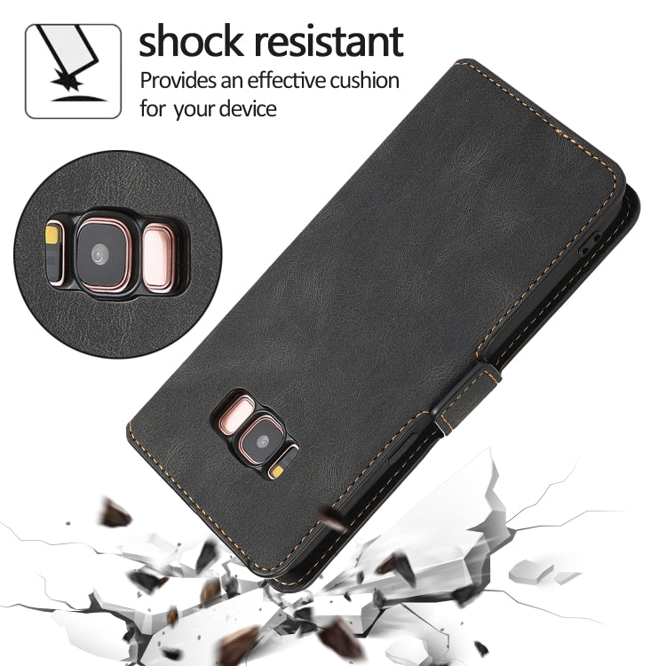 For Samsung Galaxy S8 Retro Magnetic Closing Clasp Horizontal Flip Leather Case with Holder & Card Slots & Photo Frame & Wallet