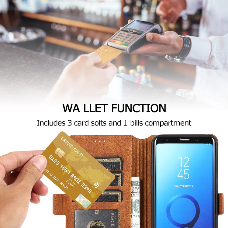 For Samsung Galaxy S9 Retro Magnetic Closing Clasp Horizontal Flip Leather Case with Holder & Card Slots & Photo Frame & Wallet