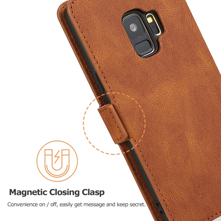 For Samsung Galaxy S9 Retro Magnetic Closing Clasp Horizontal Flip Leather Case with Holder & Card Slots & Photo Frame & Wallet