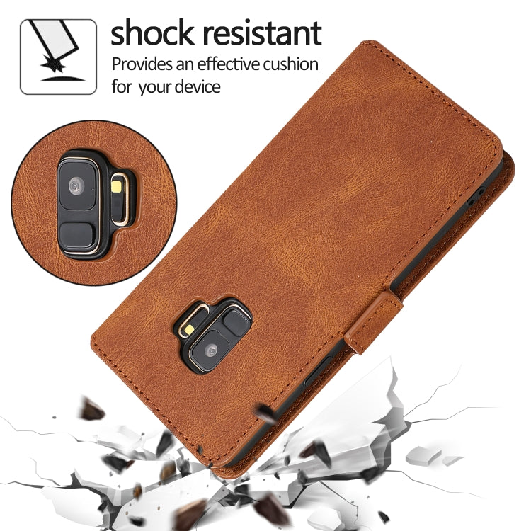 For Samsung Galaxy S9 Retro Magnetic Closing Clasp Horizontal Flip Leather Case with Holder & Card Slots & Photo Frame & Wallet