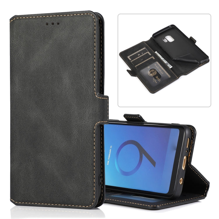 For Samsung Galaxy S9 Retro Magnetic Closing Clasp Horizontal Flip Leather Case with Holder & Card Slots & Photo Frame & Wallet