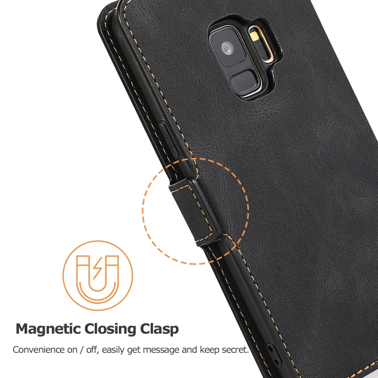 For Samsung Galaxy S9 Retro Magnetic Closing Clasp Horizontal Flip Leather Case with Holder & Card Slots & Photo Frame & Wallet