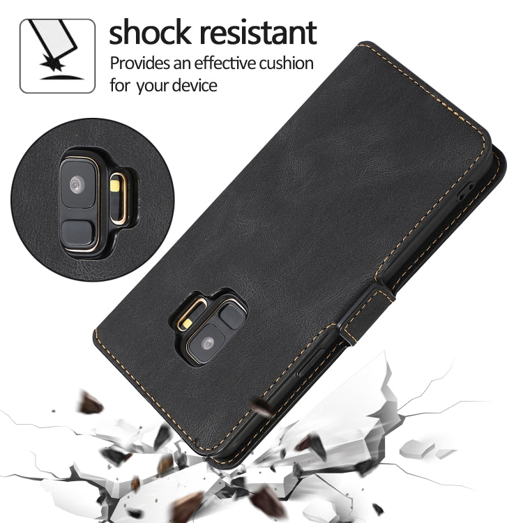 For Samsung Galaxy S9 Retro Magnetic Closing Clasp Horizontal Flip Leather Case with Holder & Card Slots & Photo Frame & Wallet