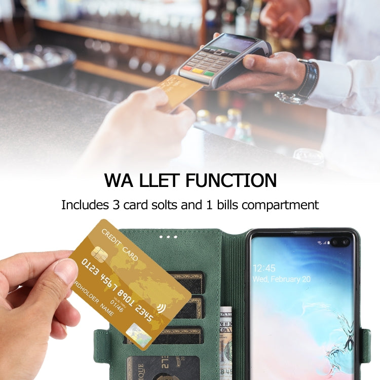 For Samsung Galaxy S10 Retro Magnetic Closing Clasp Horizontal Flip Leather Case with Holder & Card Slots & Photo Frame & Wallet