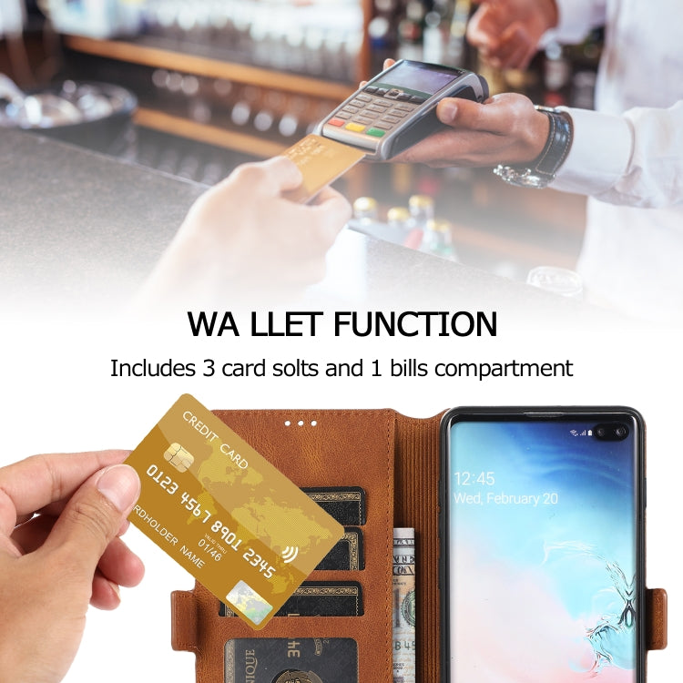 For Samsung Galaxy S10 Retro Magnetic Closing Clasp Horizontal Flip Leather Case with Holder & Card Slots & Photo Frame & Wallet
