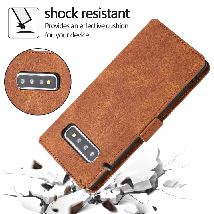 For Samsung Galaxy S10 Retro Magnetic Closing Clasp Horizontal Flip Leather Case with Holder & Card Slots & Photo Frame & Wallet