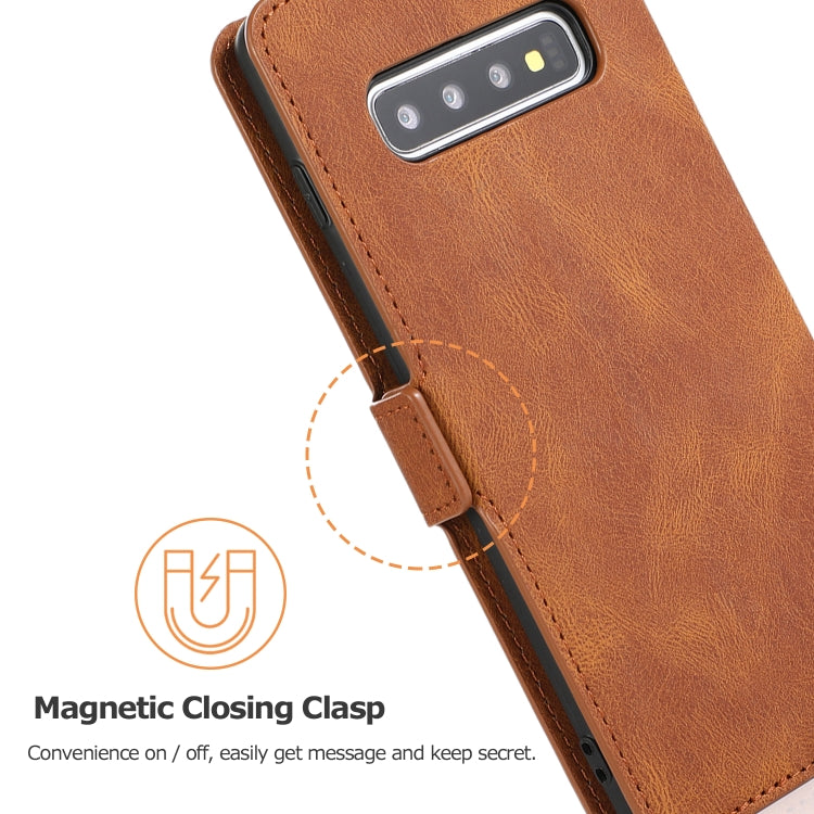 For Samsung Galaxy S10 Plus Retro Magnetic Closing Clasp Horizontal Flip Leather Case with Holder & Card Slots & Photo Frame & Wallet