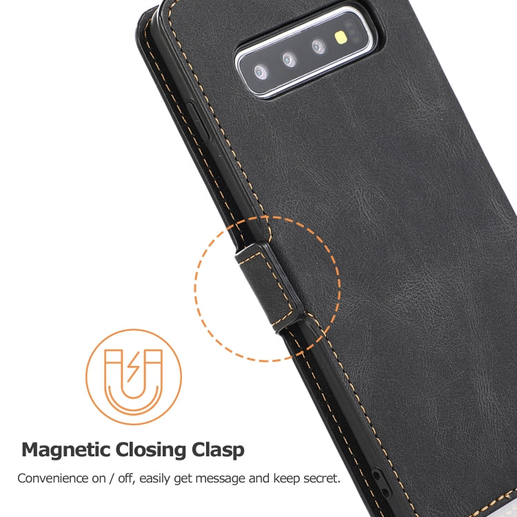 For Samsung Galaxy S10 Plus Retro Magnetic Closing Clasp Horizontal Flip Leather Case with Holder & Card Slots & Photo Frame & Wallet