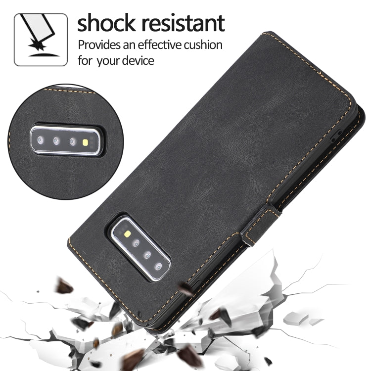 For Samsung Galaxy S10 Plus Retro Magnetic Closing Clasp Horizontal Flip Leather Case with Holder & Card Slots & Photo Frame & Wallet
