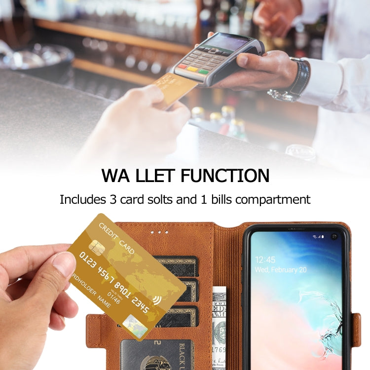 For Samsung Galaxy S10e Retro Magnetic Closing Clasp Horizontal Flip Leather Case with Holder & Card Slots & Photo Frame & Wallet