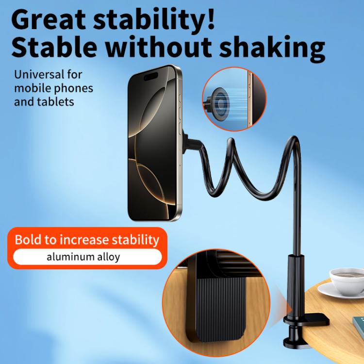 Spiral Lazy Magnetic Mobile Phone Holder, Length:70cm - Black