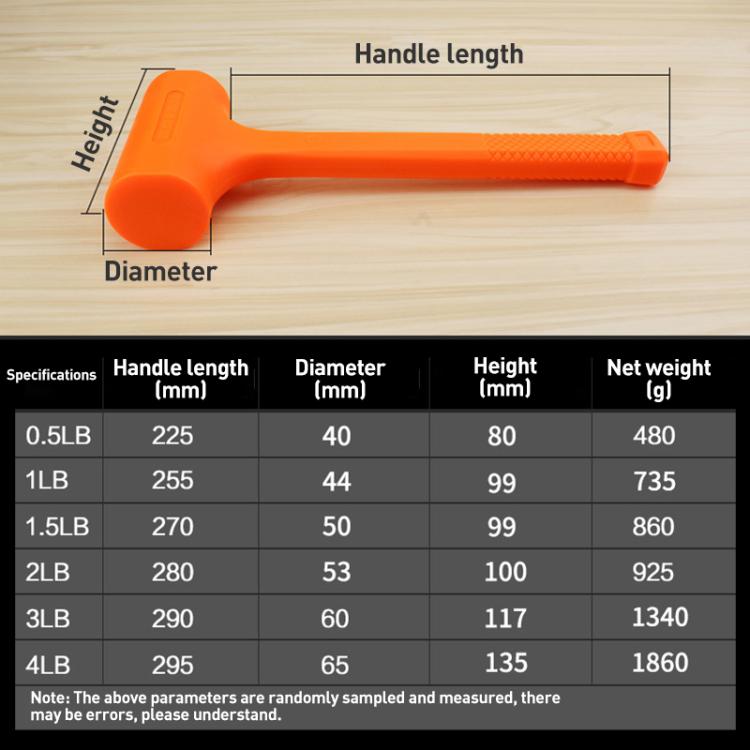 Multifunctional Non-elastic Rubber Installation Hammer, Specification:3LB