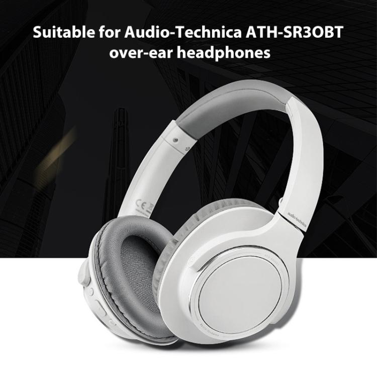 2pcs Sponge Earmuffs Replacement Earpads For Audio-Technica ATH-SR30BT, Style:Grey Protein Leather