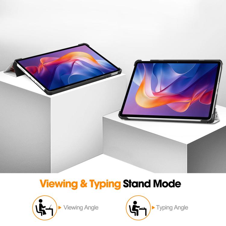 For Xiaomi Redmi Pad 2 Custer Painted 3-Fold Stand Leather Smart Tablet Case