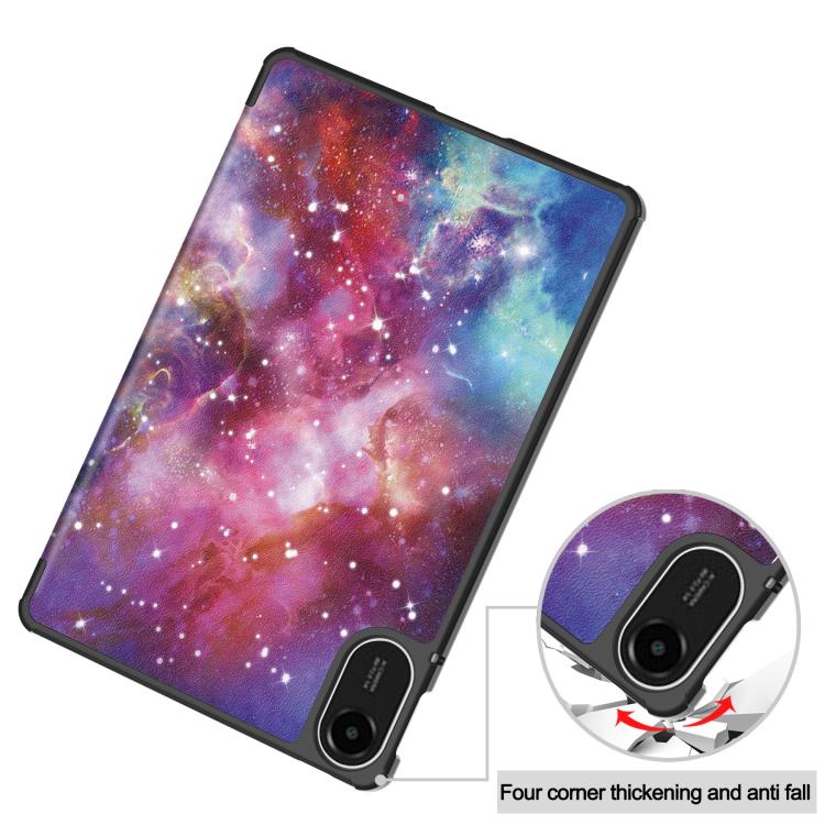 For Xiaomi Redmi Pad 2 Custer Painted 3-Fold Stand Leather Smart Tablet Case
