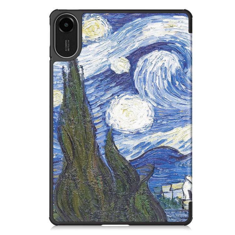 For Xiaomi Redmi Pad 2 Custer Painted 3-Fold Stand Leather Smart Tablet Case