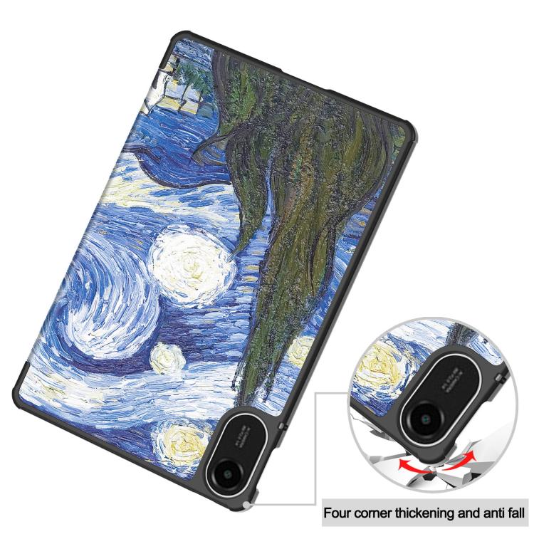 For Xiaomi Redmi Pad 2 Custer Painted 3-Fold Stand Leather Smart Tablet Case