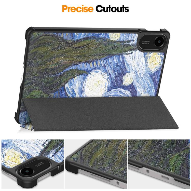 For Xiaomi Redmi Pad 2 Custer Painted 3-Fold Stand Leather Smart Tablet Case