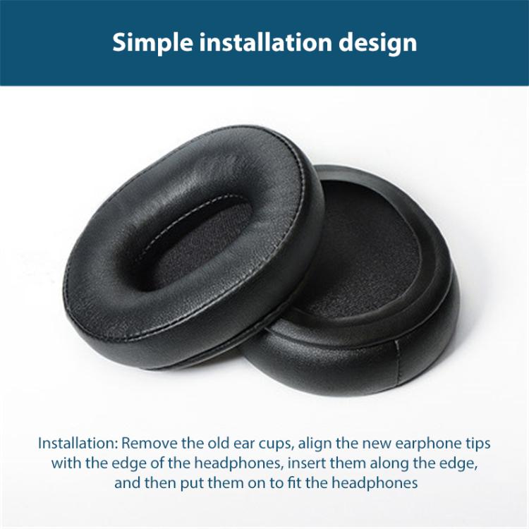 2pcs Sponge Earmuffs Replacement Earpads For Audio Technica ATH-M60X, Model:Black Protein Leather