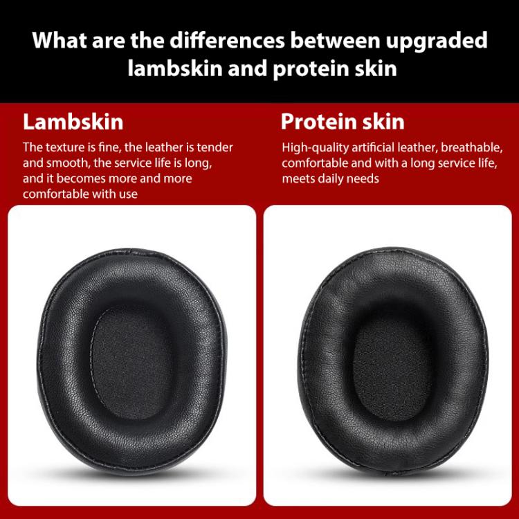 2pcs Sponge Earmuffs Replacement Earpads For Audio Technica ATH-M60X, Model:Black Lambskin