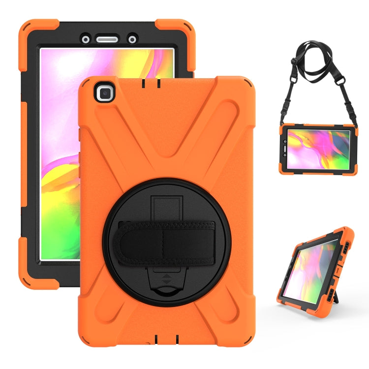 For Samsung Tab A 8.0(2019) T290 / T295 Shockproof Colorful Silicone + PC Protective Case with Holder & Hand Grip Strap