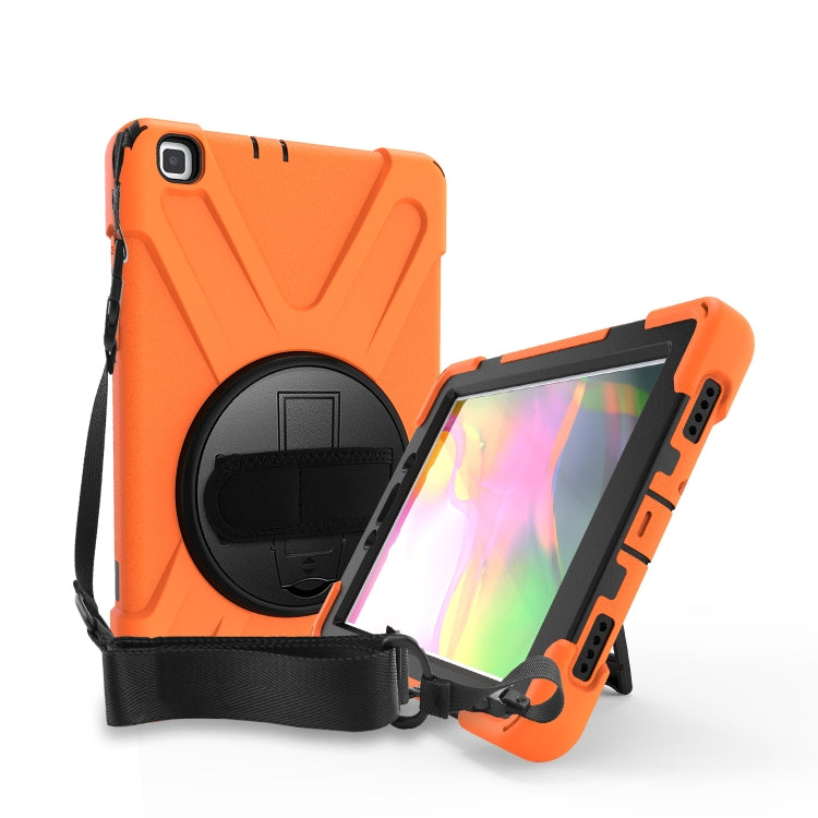 For Samsung Tab A 8.0(2019) T290 / T295 Shockproof Colorful Silicone + PC Protective Case with Holder & Hand Grip Strap