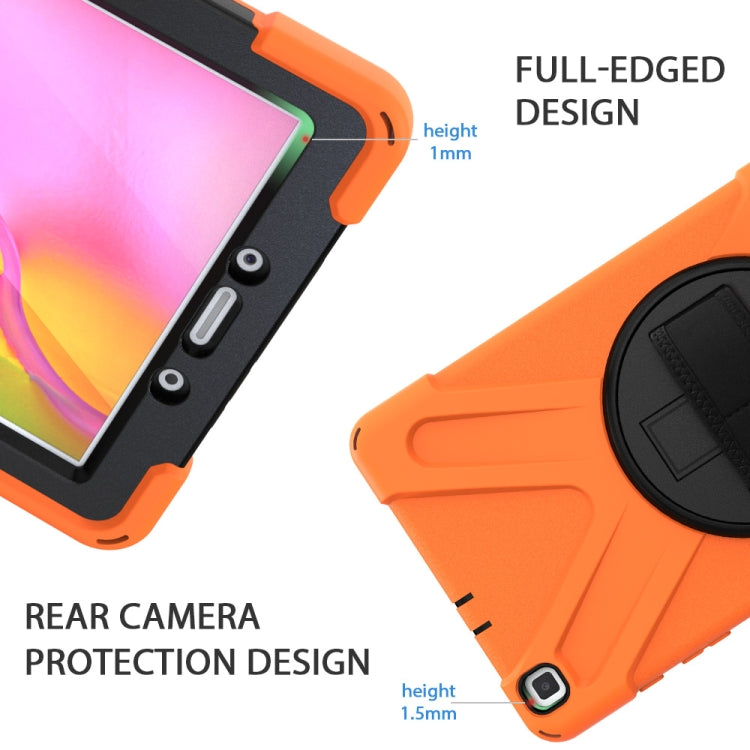 For Samsung Tab A 8.0(2019) T290 / T295 Shockproof Colorful Silicone + PC Protective Case with Holder & Hand Grip Strap