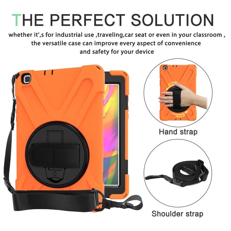 For Samsung Tab A 8.0(2019) T290 / T295 Shockproof Colorful Silicone + PC Protective Case with Holder & Hand Grip Strap