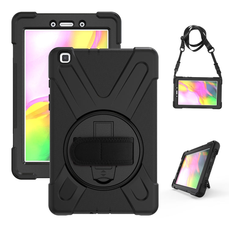 For Samsung Tab A 8.0(2019) T290 / T295 Shockproof Colorful Silicone + PC Protective Case with Holder & Hand Grip Strap