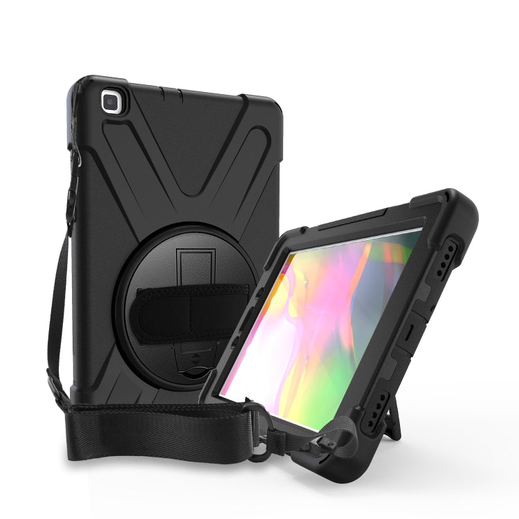 For Samsung Tab A 8.0(2019) T290 / T295 Shockproof Colorful Silicone + PC Protective Case with Holder & Hand Grip Strap