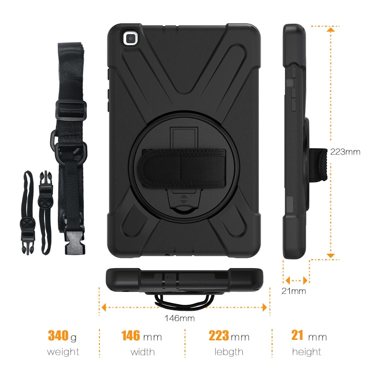 For Samsung Tab A 8.0(2019) T290 / T295 Shockproof Colorful Silicone + PC Protective Case with Holder & Hand Grip Strap