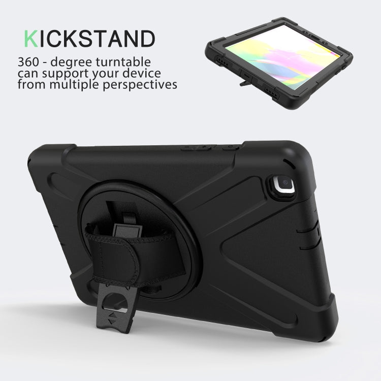 For Samsung Tab A 8.0(2019) T290 / T295 Shockproof Colorful Silicone + PC Protective Case with Holder & Hand Grip Strap