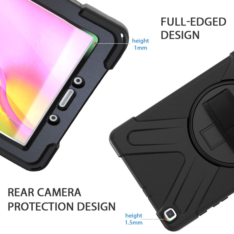 For Samsung Tab A 8.0(2019) T290 / T295 Shockproof Colorful Silicone + PC Protective Case with Holder & Hand Grip Strap