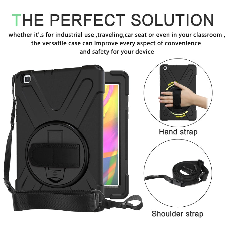 For Samsung Tab A 8.0(2019) T290 / T295 Shockproof Colorful Silicone + PC Protective Case with Holder & Hand Grip Strap
