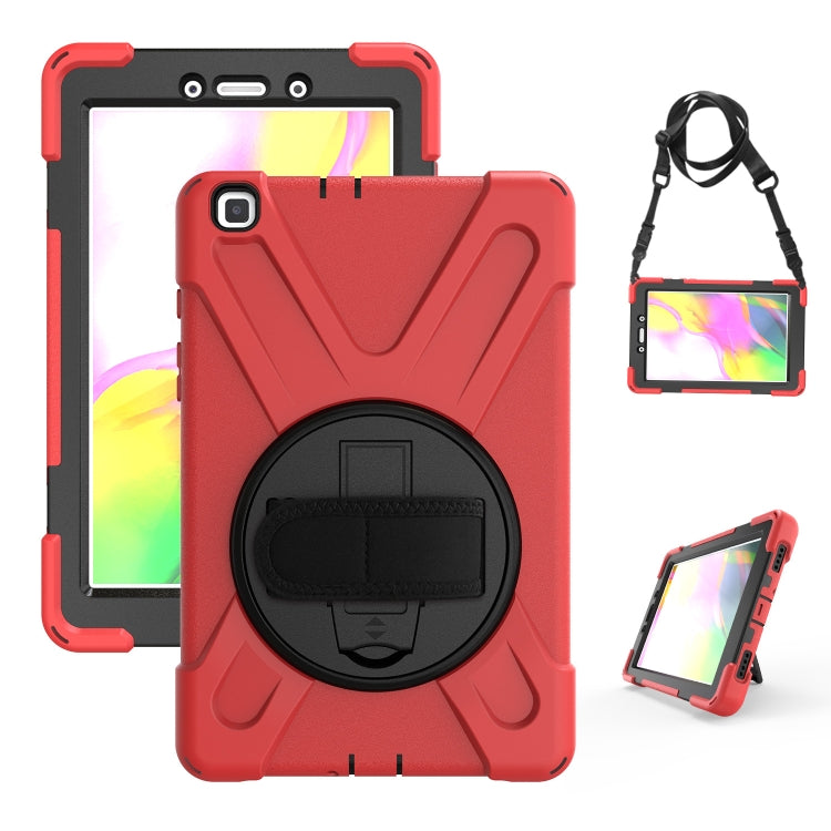 For Samsung Tab A 8.0(2019) T290 / T295 Shockproof Colorful Silicone + PC Protective Case with Holder & Hand Grip Strap
