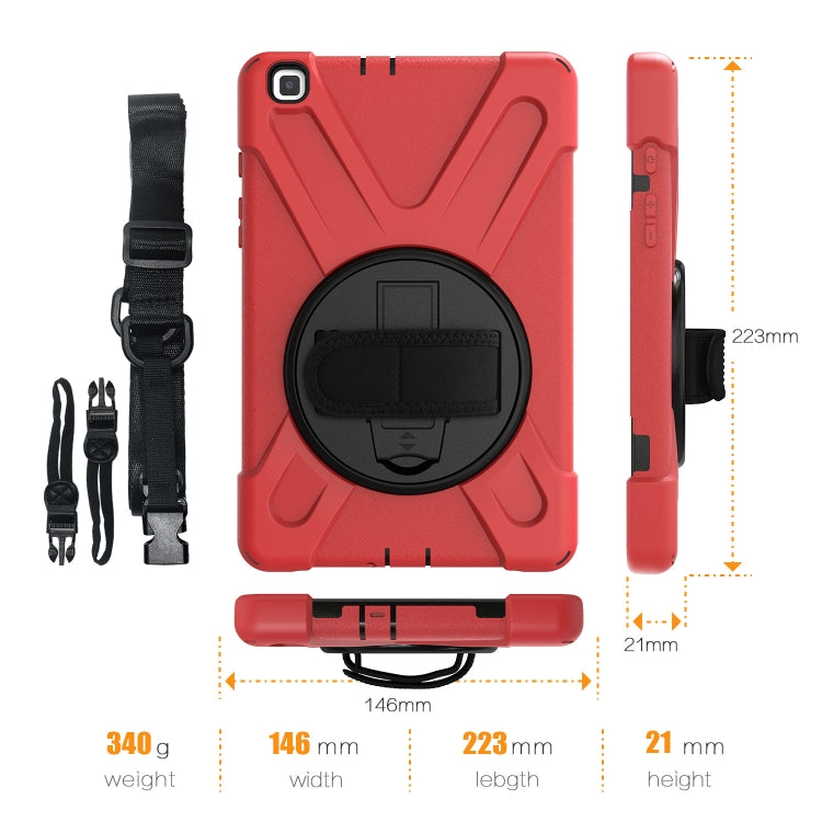 For Samsung Tab A 8.0(2019) T290 / T295 Shockproof Colorful Silicone + PC Protective Case with Holder & Hand Grip Strap