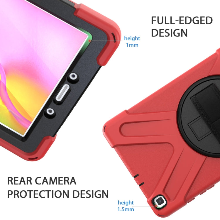 For Samsung Tab A 8.0(2019) T290 / T295 Shockproof Colorful Silicone + PC Protective Case with Holder & Hand Grip Strap