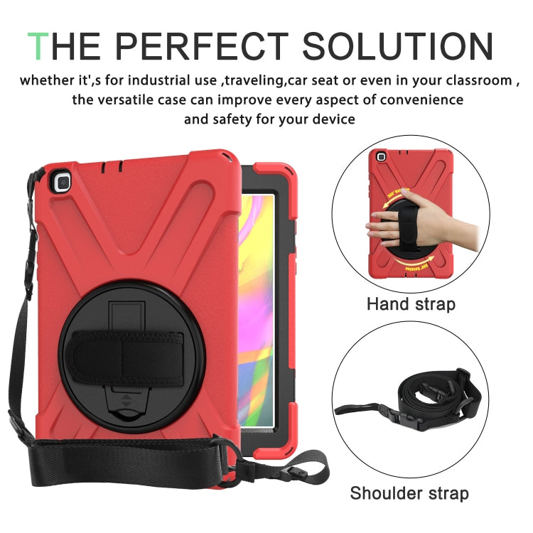For Samsung Tab A 8.0(2019) T290 / T295 Shockproof Colorful Silicone + PC Protective Case with Holder & Hand Grip Strap